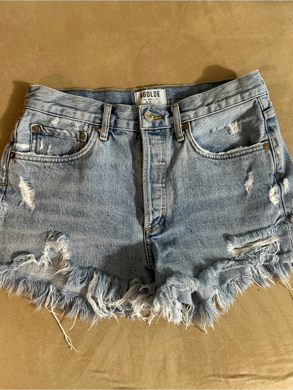 Agolde Parker Cut Off Button Fly Shorts With Heavy Frayed Hem Sz 26 EUC